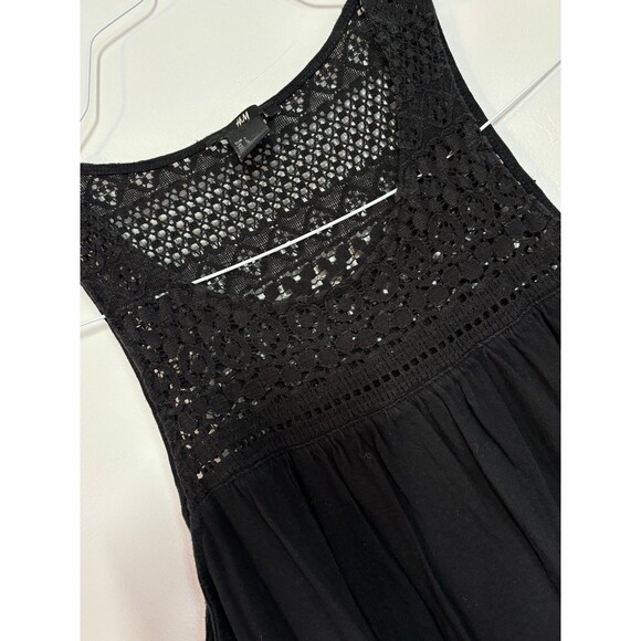 H & M embroidered black mid length tank dress size large - Picture 7 of 7